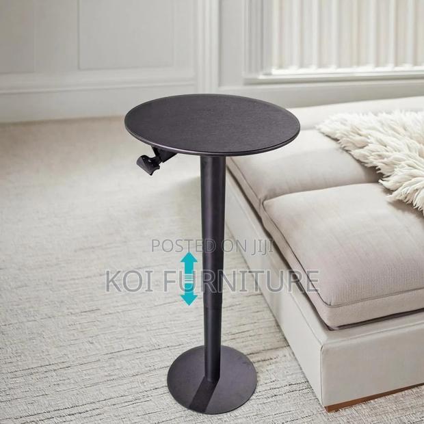 Coffee Table; Black Height Adjustable Home Office Round Coffee Table - thumbnail 11