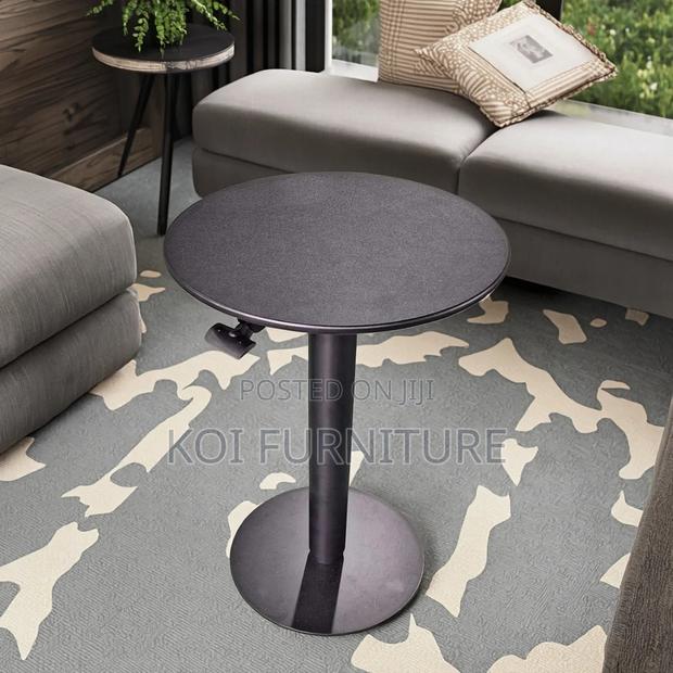 Coffee Table; Black Height Adjustable Home Office Round Coffee Table - thumbnail 12