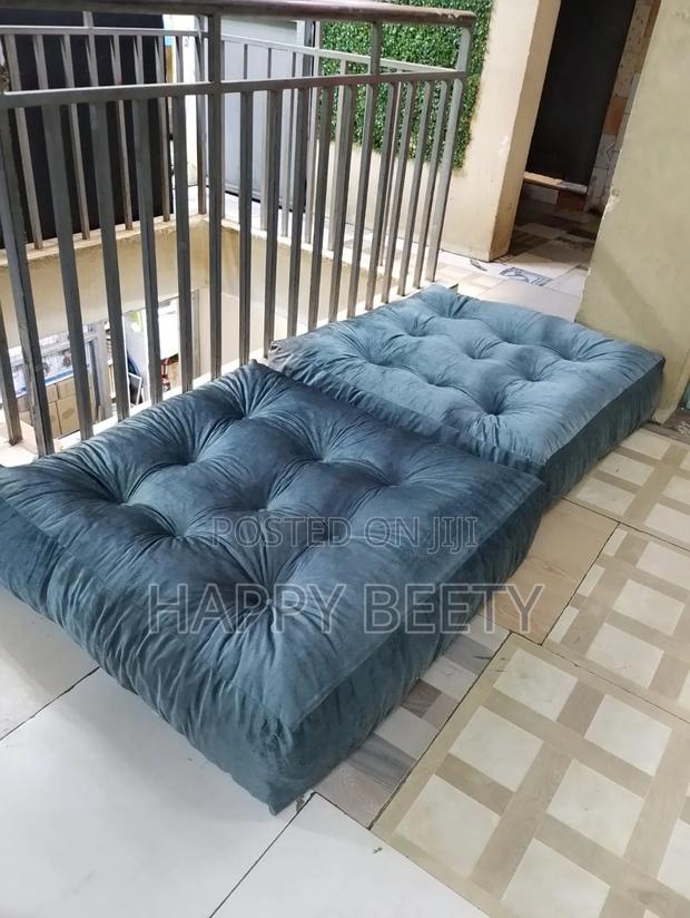 Gray Puffy Floor Cushions - thumbnail 2