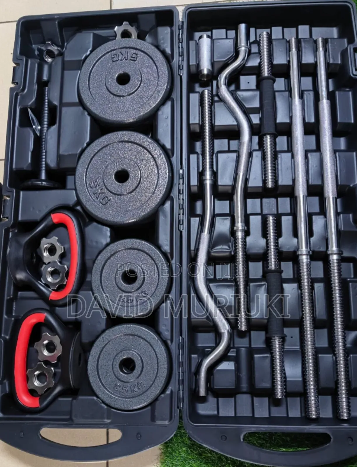 58kg Adjustable Dumbbell Barbell Set With Carry Case