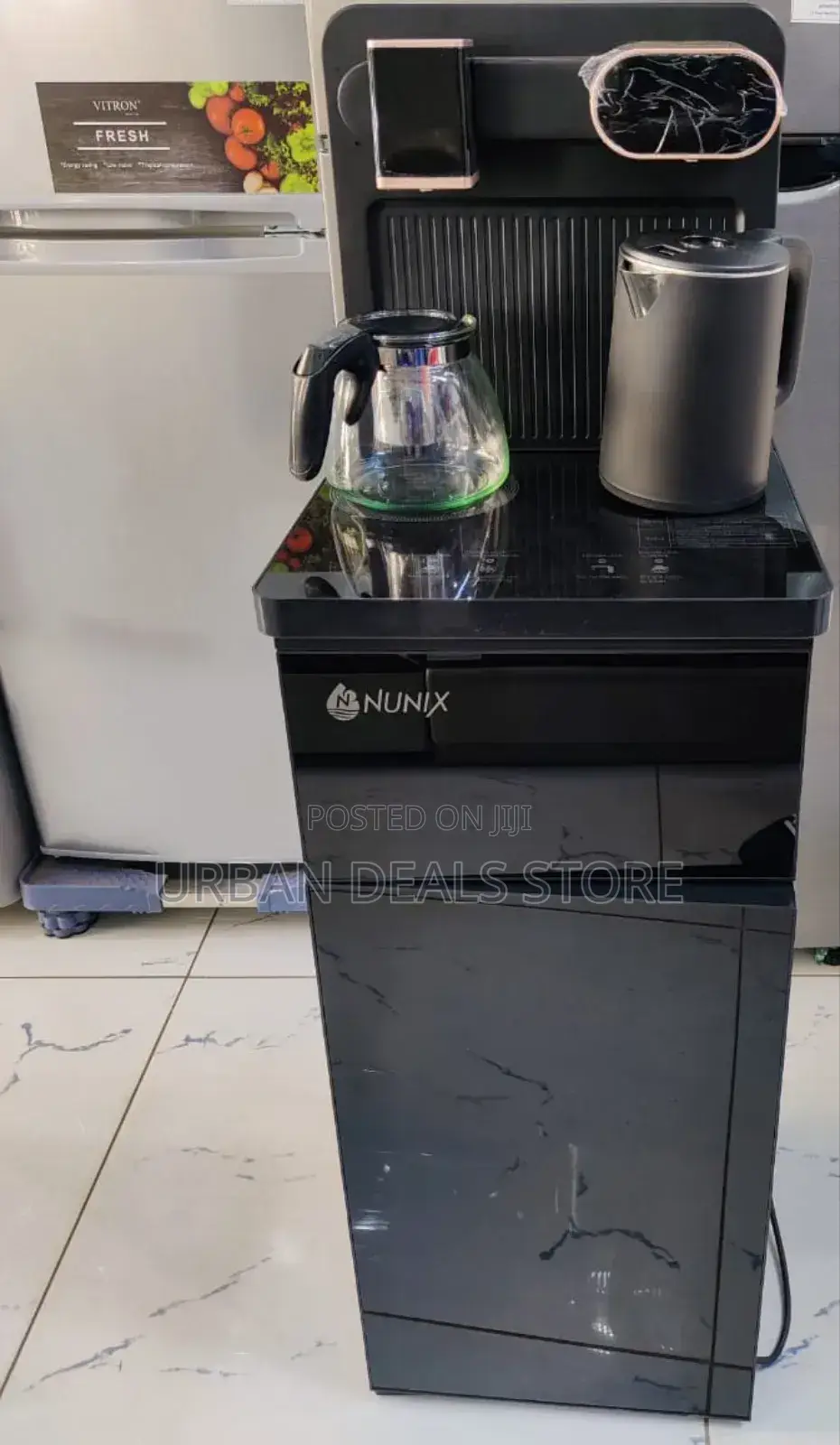 Black and Silver Nunix A1c Bottom Load Hot and Cold Dispenser