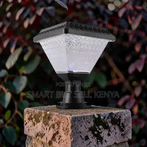 Modern Solar Outdoor Post Light With Crystal Shade