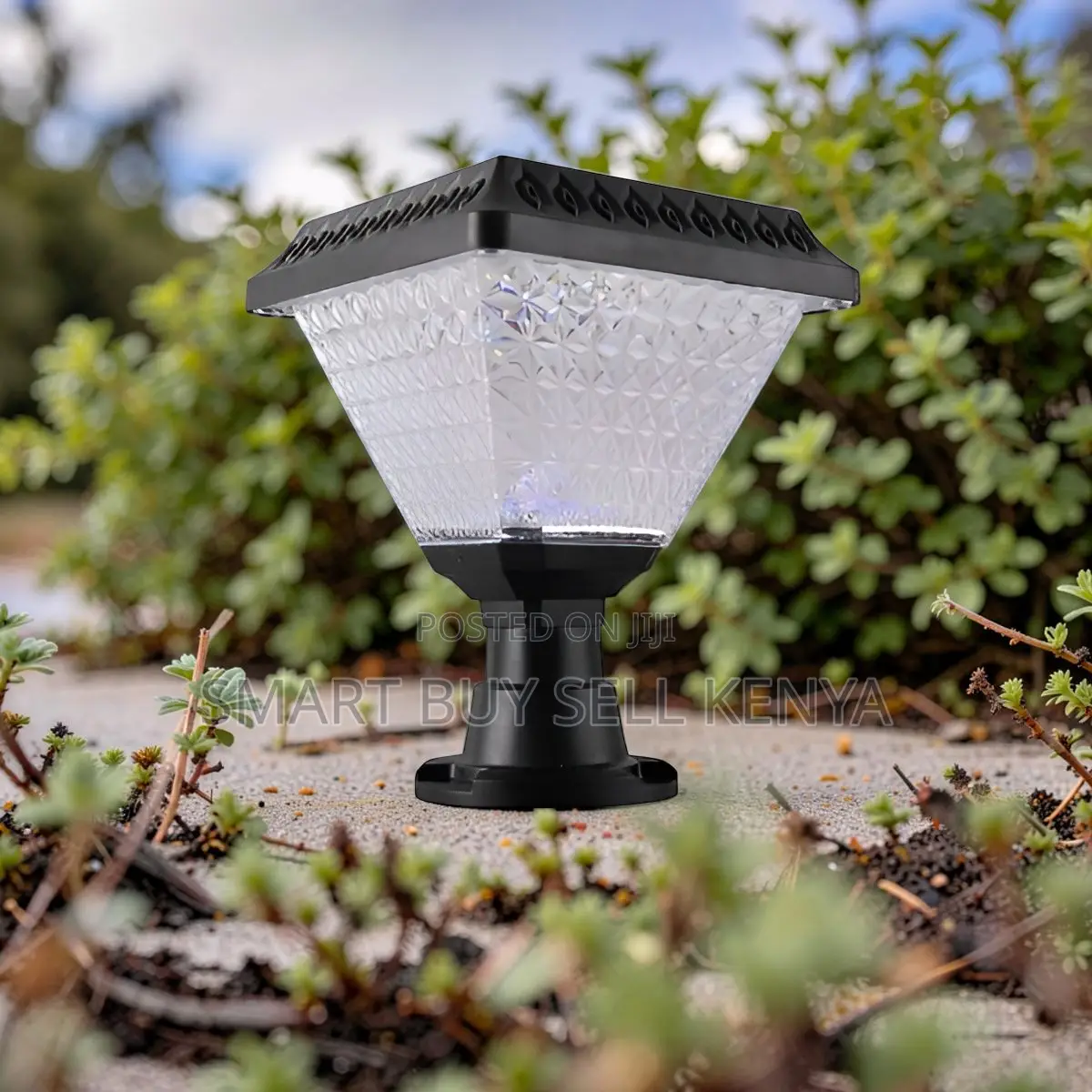 Solar Powered Pathway Post Lamp With Bright White Led