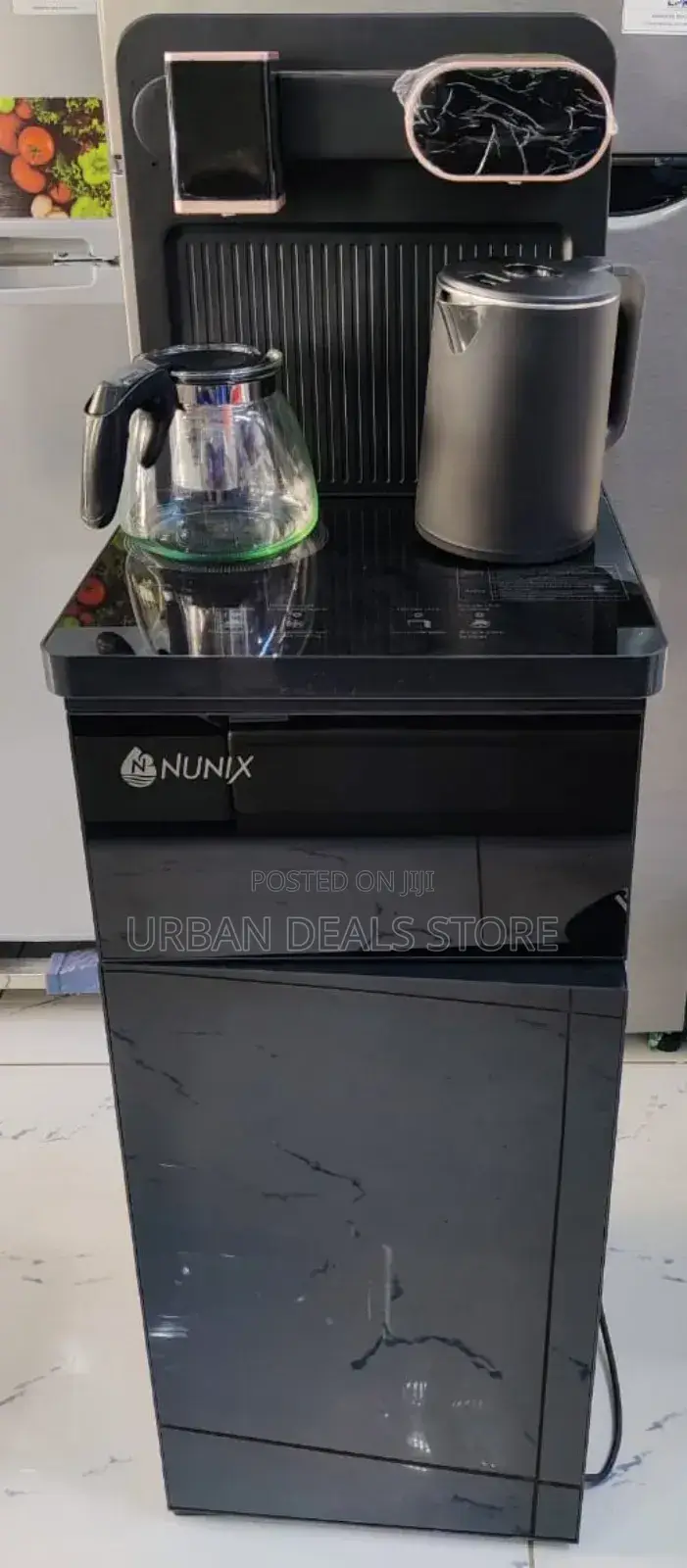 Black and Silver Nunix Bottom Load Hot and Cold Water Dispenser