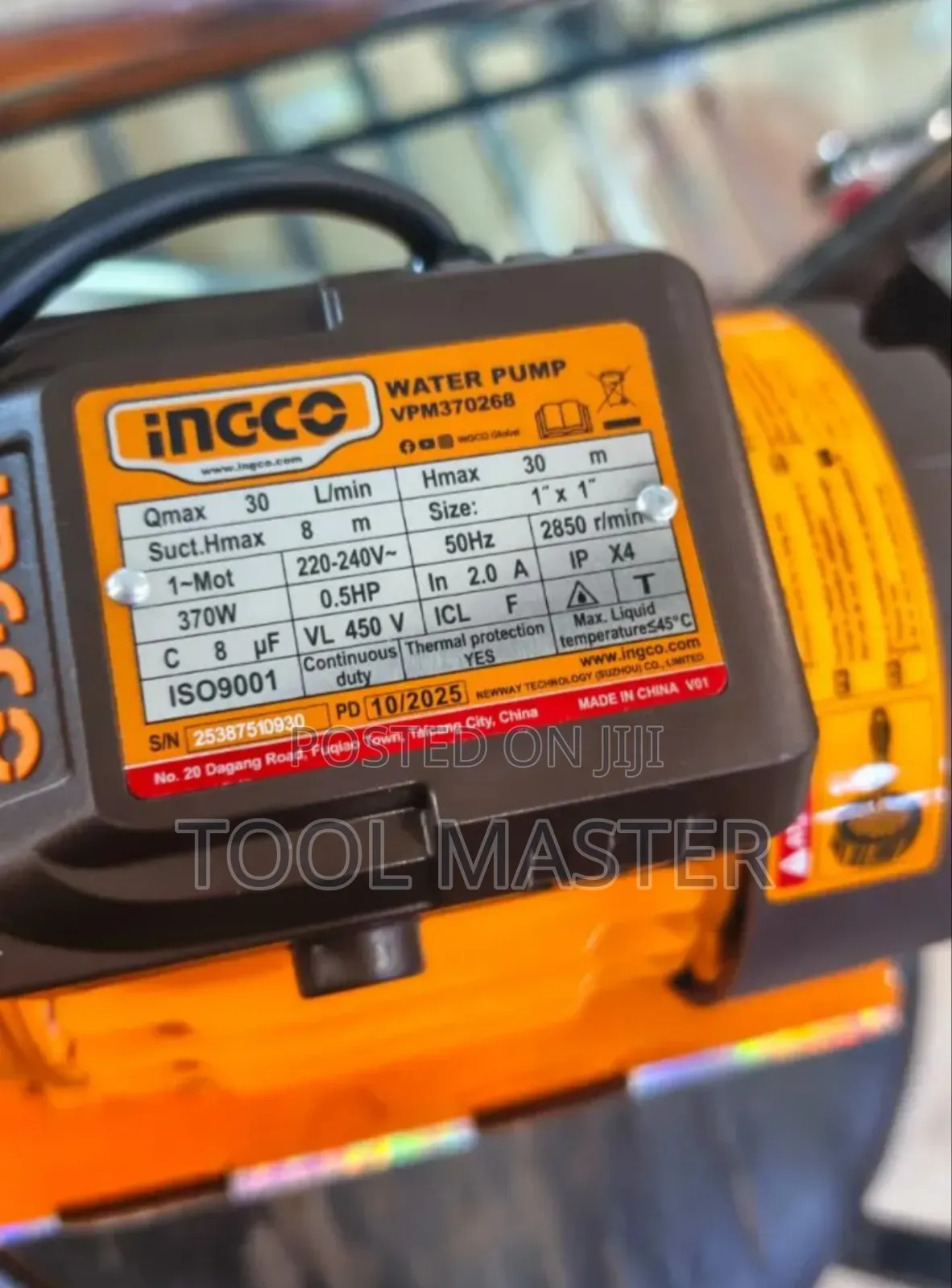 Ingco Electric Booster Pump/ 0.5hp Ingco Booster Pump