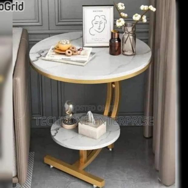 Console Bedside Cabinet Double Layer Marble Effect Coffees Table  - main view
