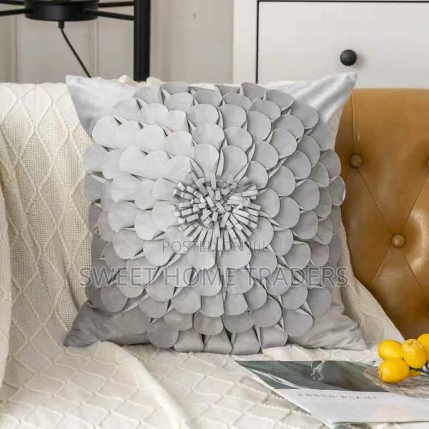 Grey Velvet Flower Throw Pillow Case - main view
