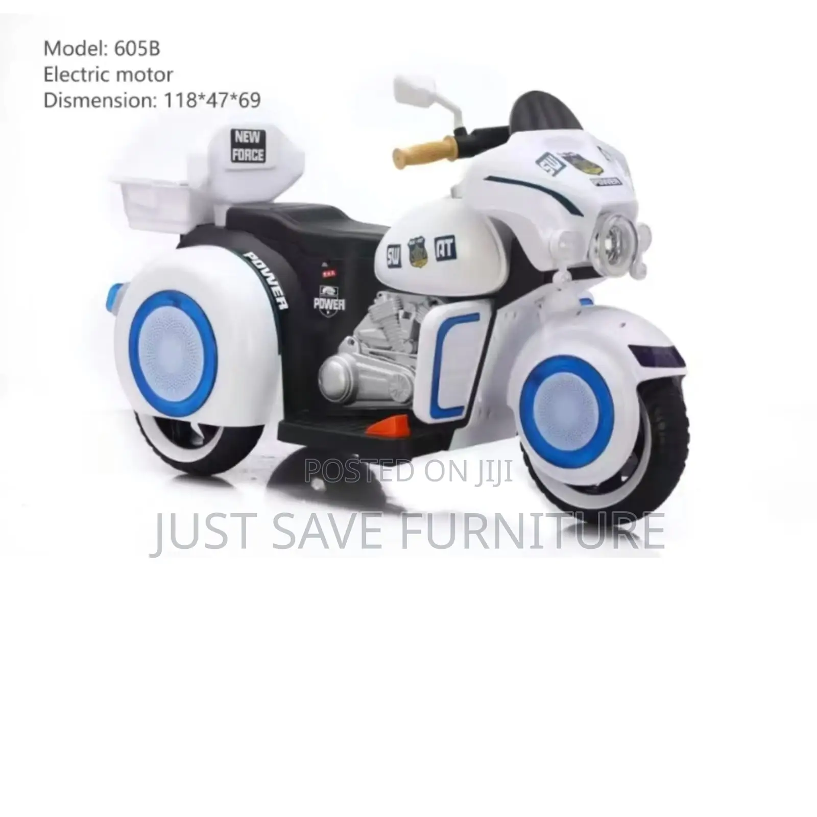 Kids Electric Ride-on Police Motorcycle With Lights Music