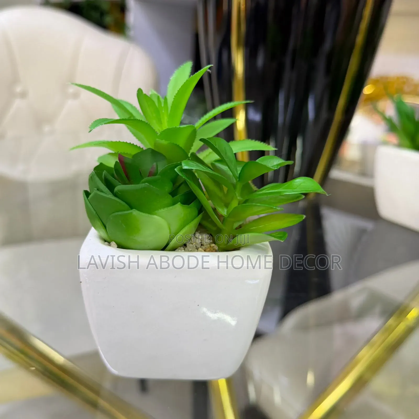 Large Artificial Succulent in White Ceramic Pot – Home Office Décor