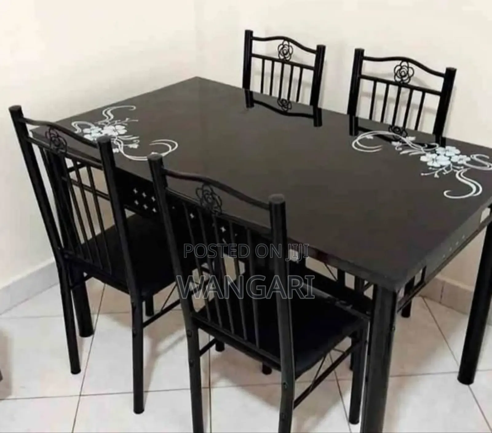 Pure Black White 4 Sitter Dinning Table