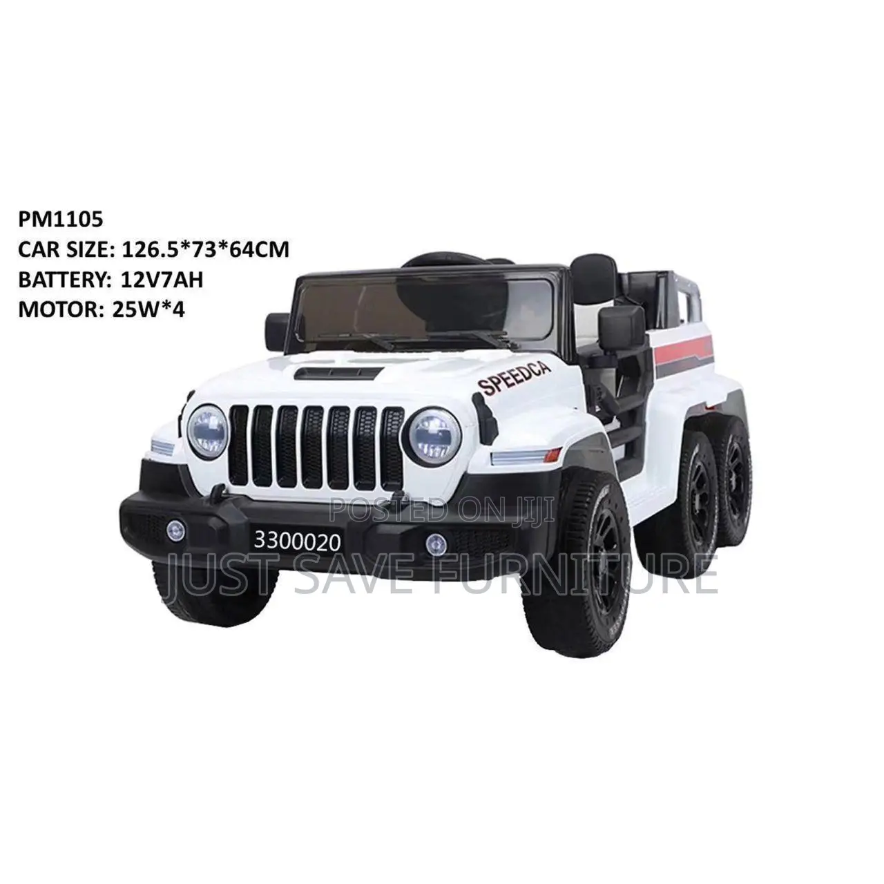 Kids Electric Ride-on Jeep Car 12v Battery 4 Motor – White