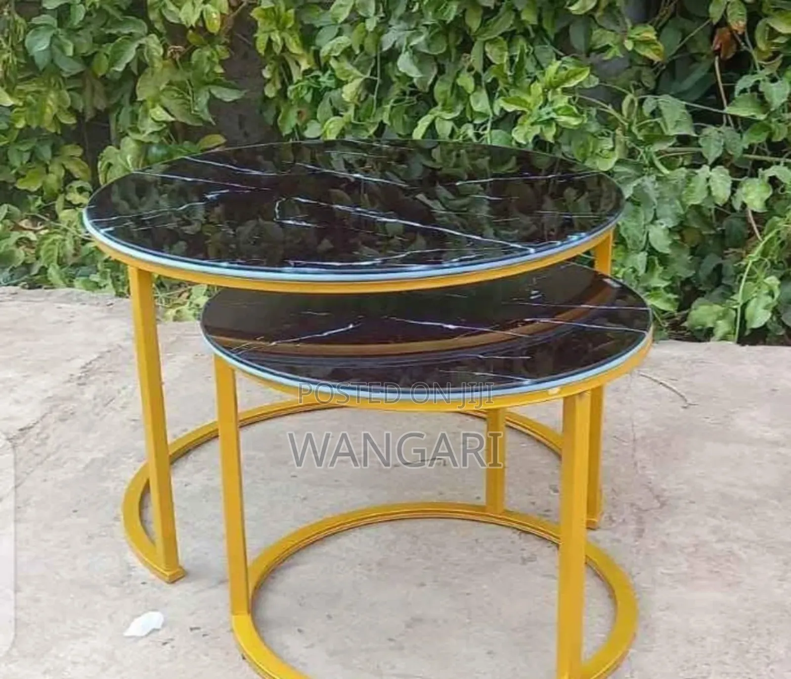 Gold Stands Marble Nesting Coffee Table (Glass Effect) Black