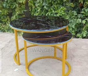Gold Stands Marble Nesting Coffee Table (Glass Effect) Black