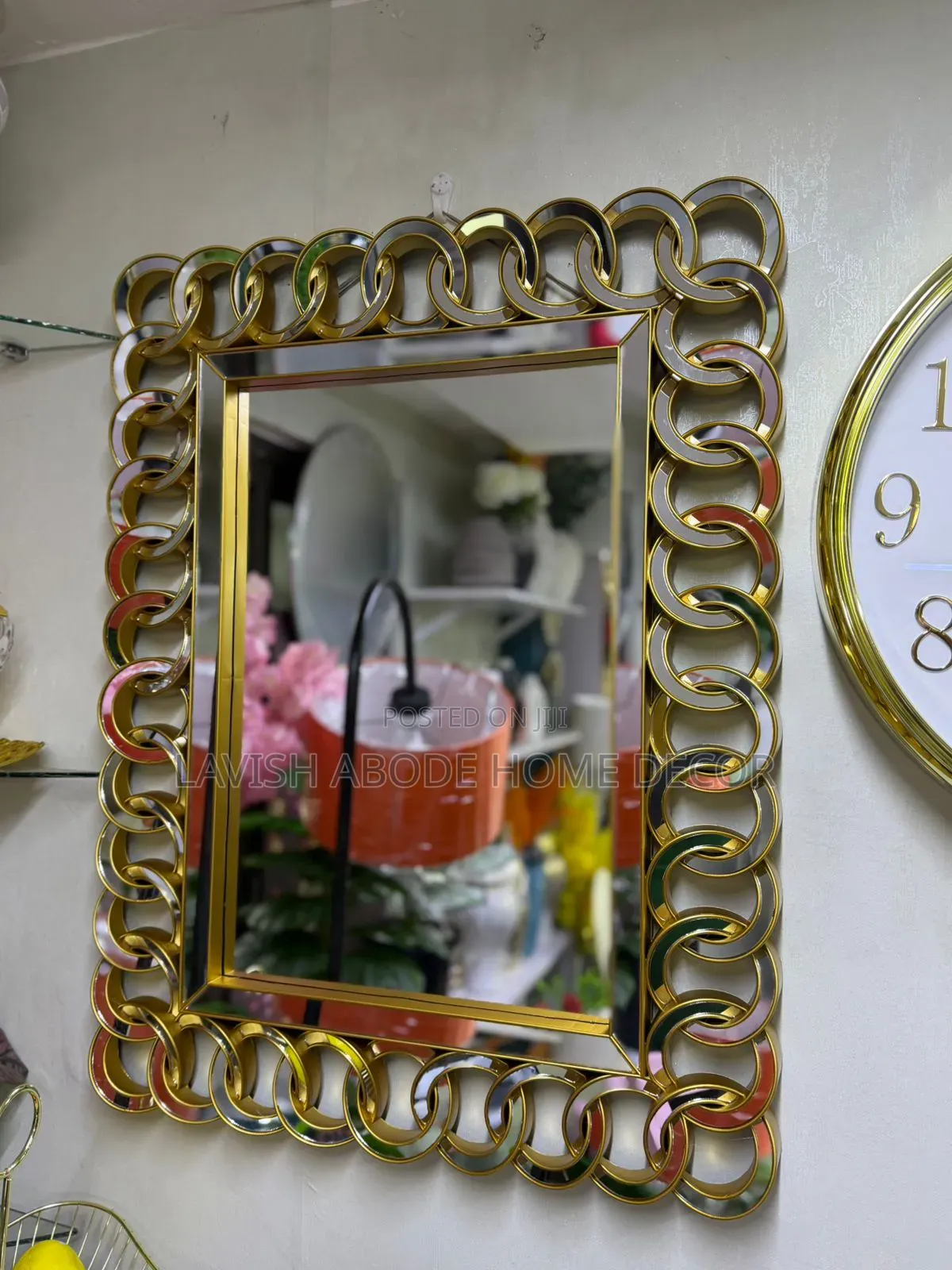 Modern Decorative Gold Rectanglar Mirror.