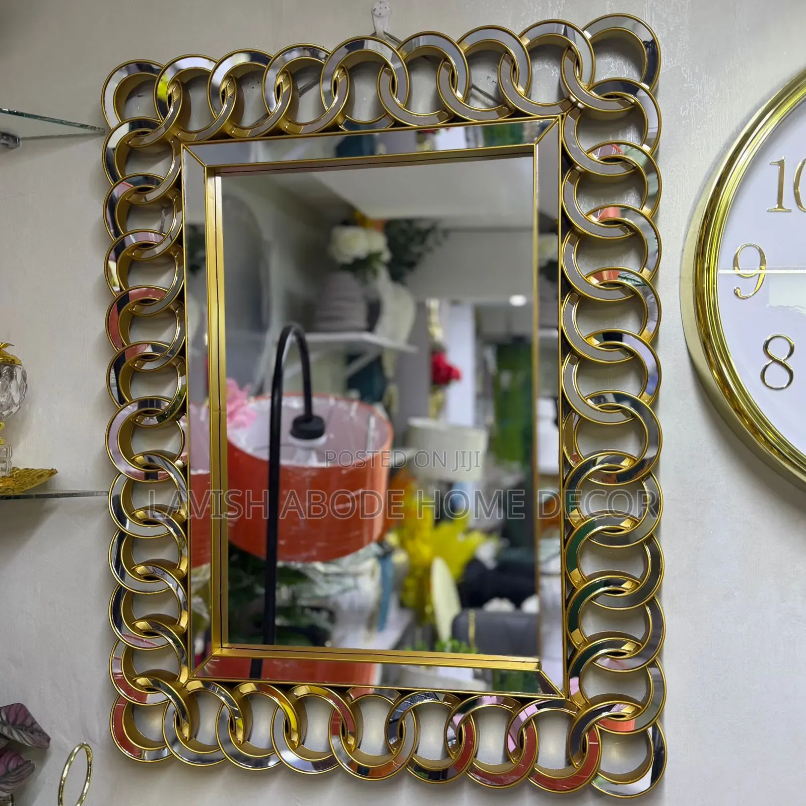Modern Decorative Gold Rectanglar Mirror.