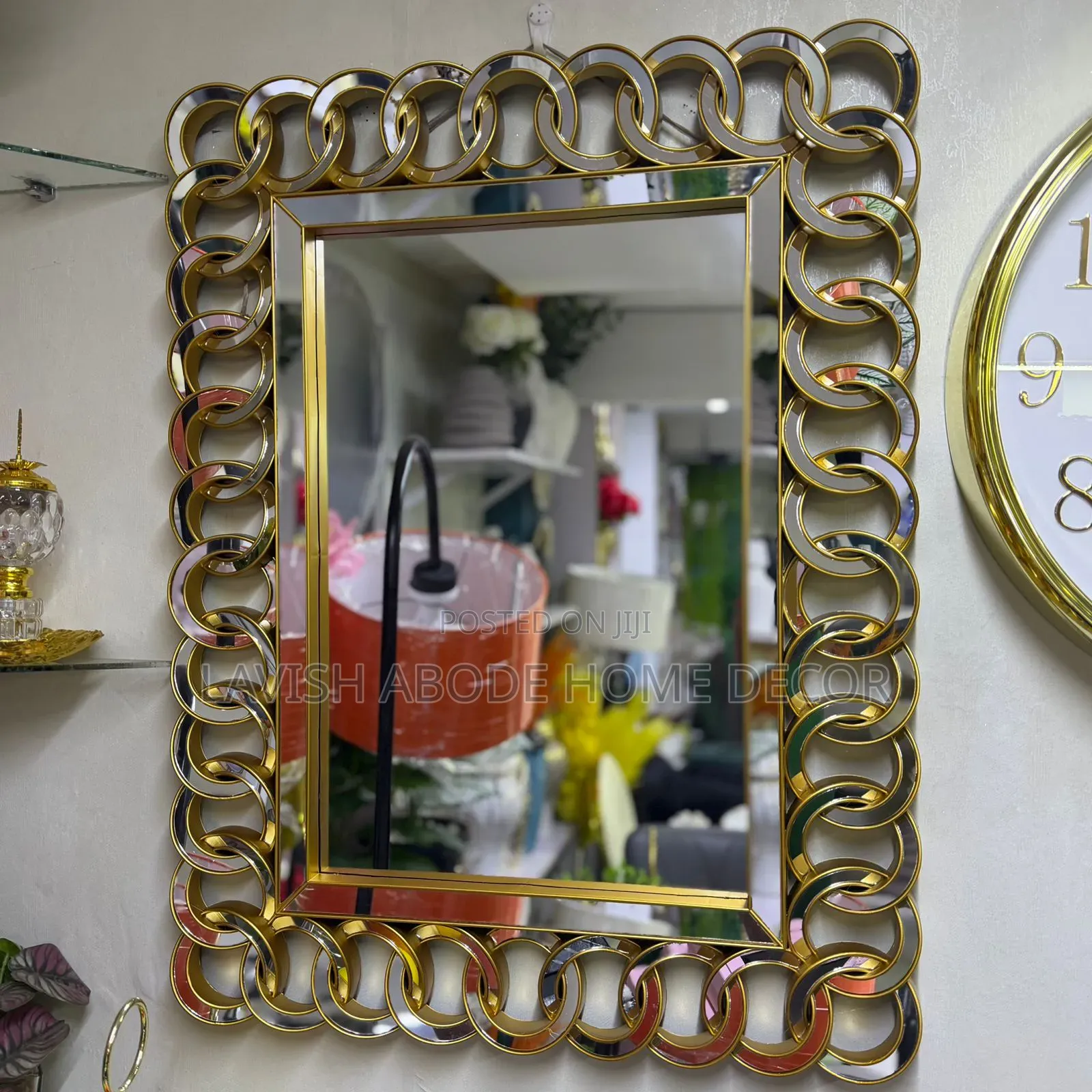 Modern Decorative Gold Rectanglar Mirror.