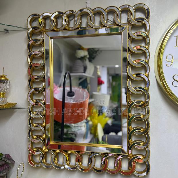 Modern Decorative Gold Rectanglar Mirror. - thumbnail 4