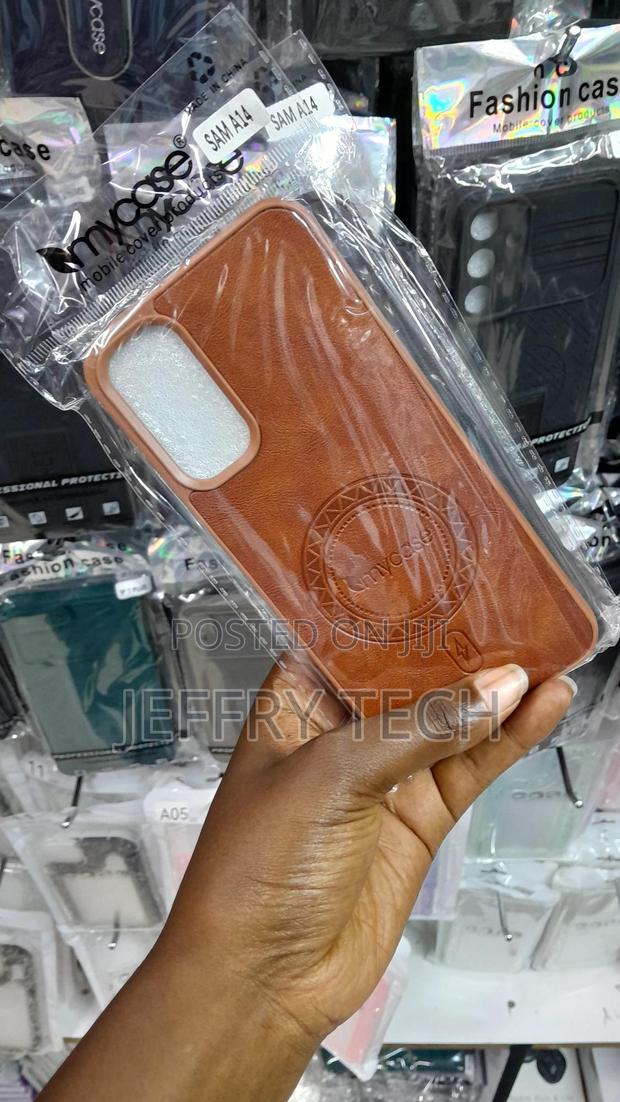 Sint Galaxy A14 Reinforced Silicone With a Layer of Leather Case-Brown - thumbnail 2