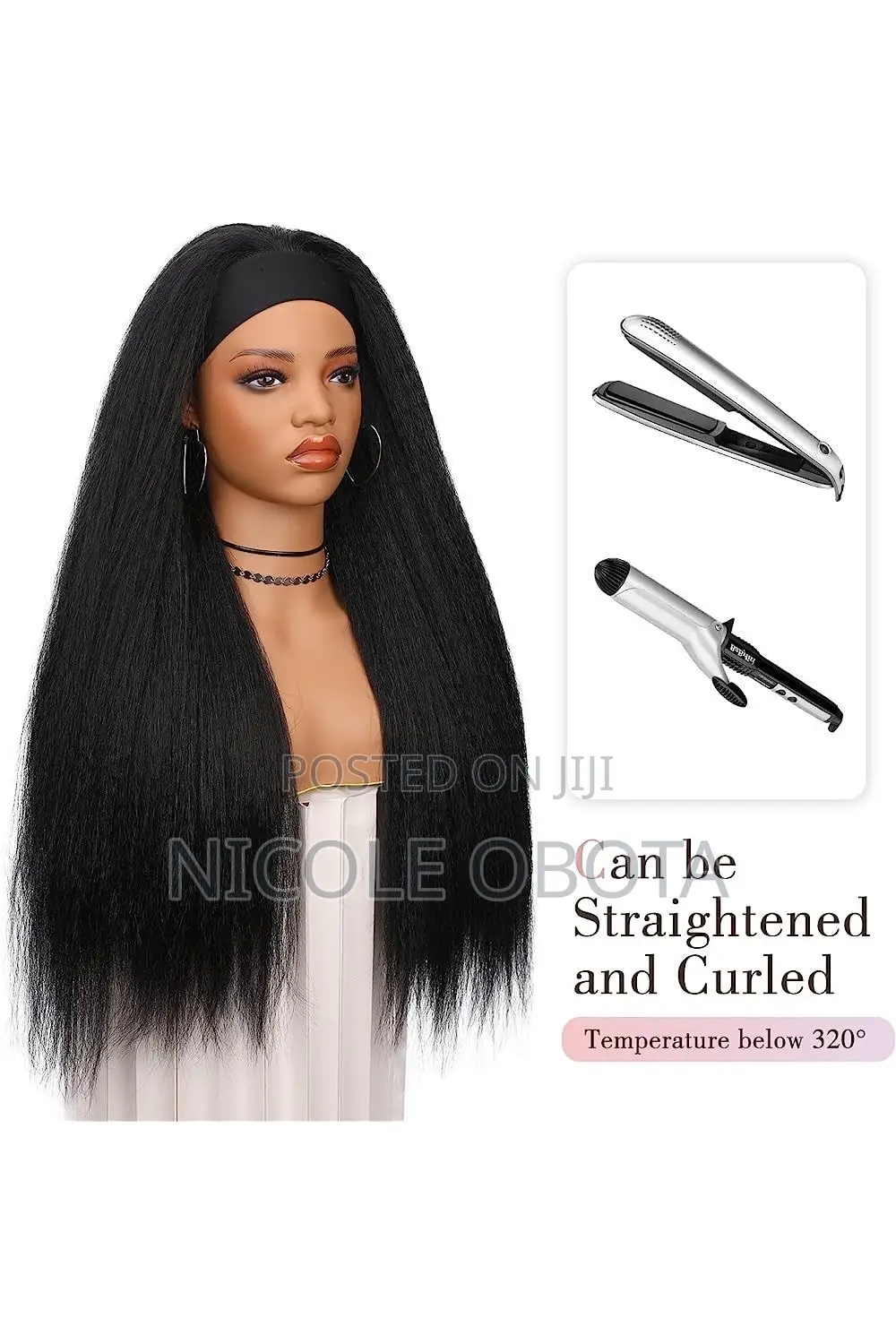 Yaki Kinky Straight Headband Wig , 22 Inches (Synthetic, No Tangle )