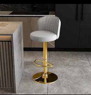 Luxury Velvet Bar Stool - Black With Gold Base