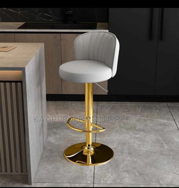 Luxury Velvet Bar Stool - Black With Gold Base - main view