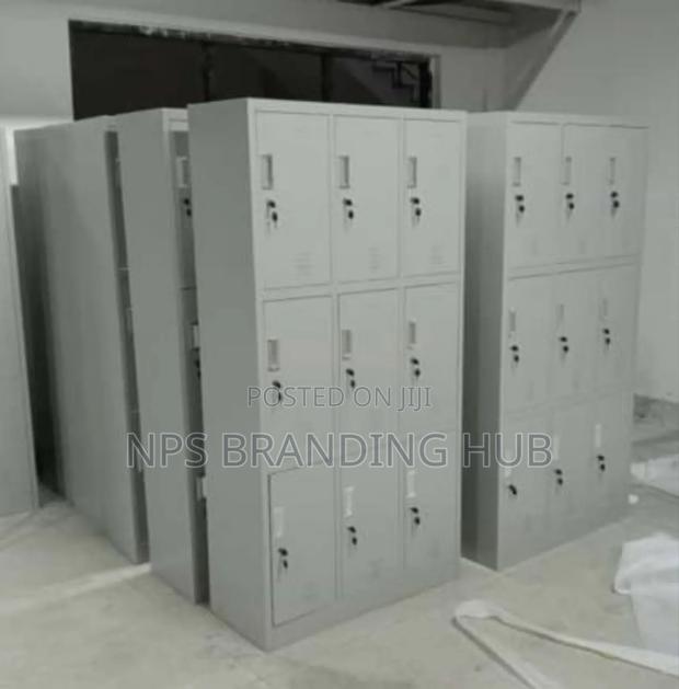 Metal Office Cabinets Are 9-Locker Storage - main view