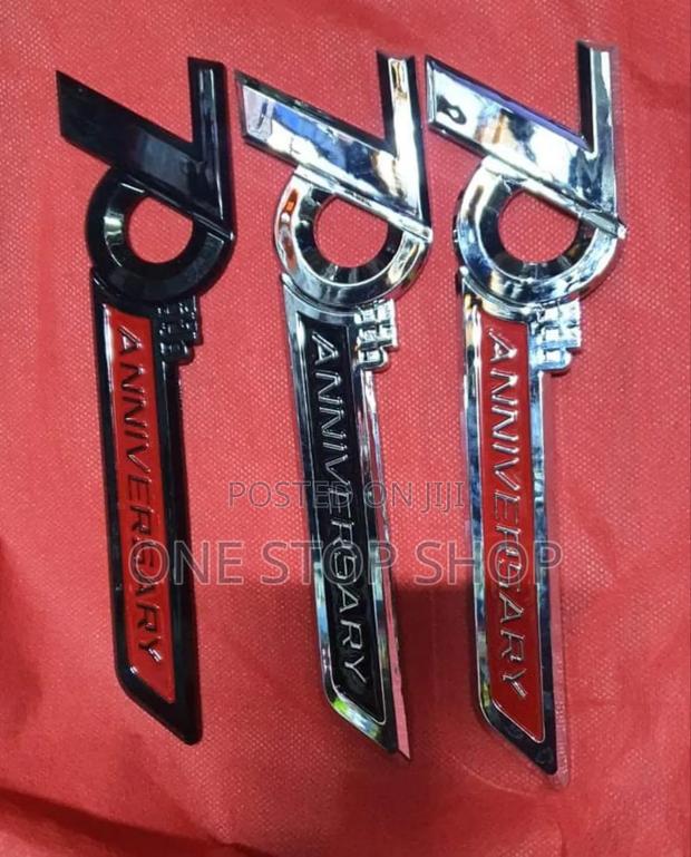 70th Anniversary Badges in Red,Black,Silver 1pc