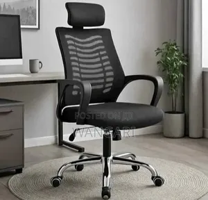 Assembled Black Office Chair With Headrest