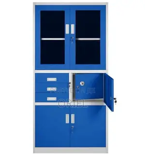 Office Cabinet: Industrial Blue Steel Office Storage Locker With Safe