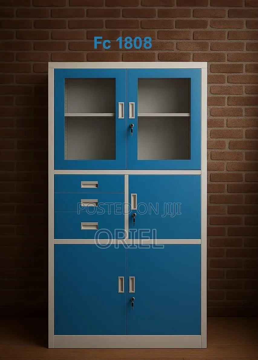 Office Cabinet: Industrial Blue Steel Office Storage Locker With Safe