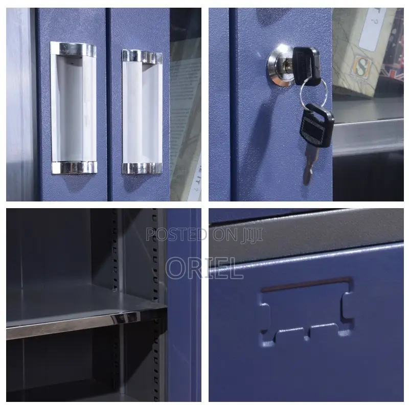 Office Cabinet: Industrial Blue Steel Office Storage Locker With Safe
