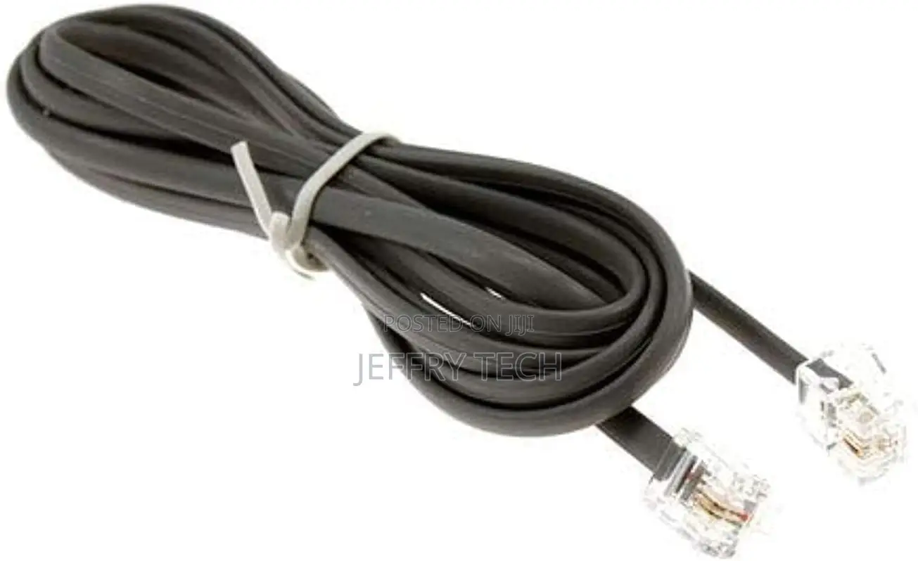 Telephone Extension Cord Cable Line Wire With Standard Rj-11 Black