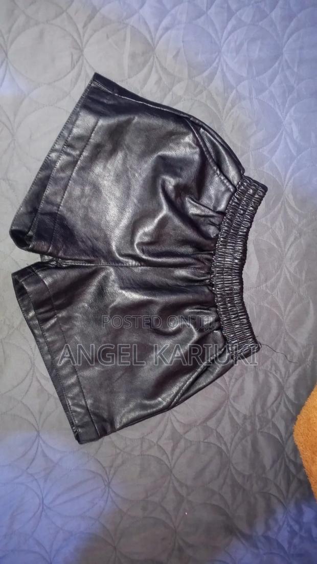 Trendy High-Waist Leather Shorts-Premium
