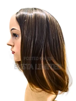 Bob Hair Wig Gradient Black Brown 16 Inch + Wig Cap