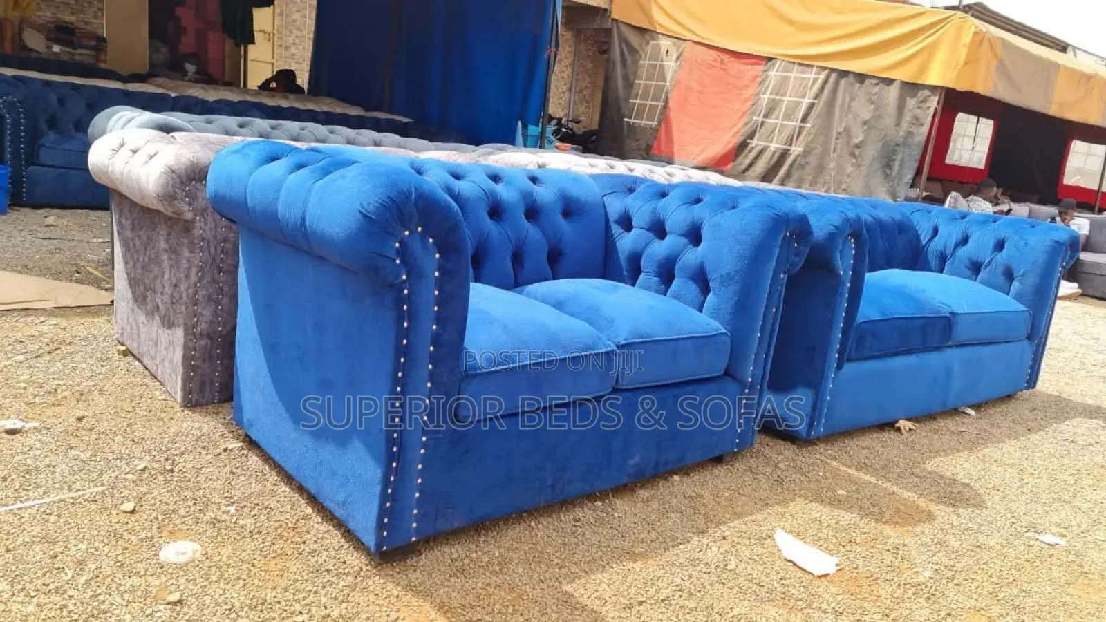 Blue Chesterfield 2 Seater Sofa