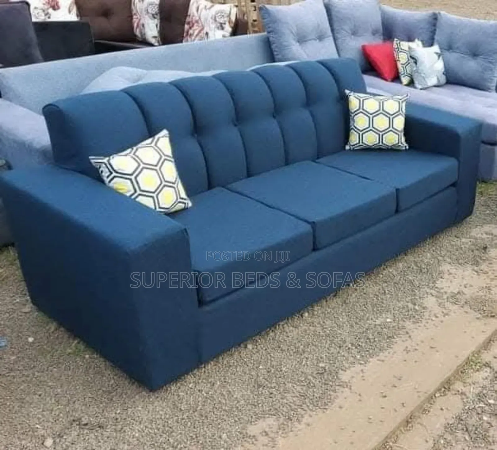Blue 3-Seater Modern Sofa