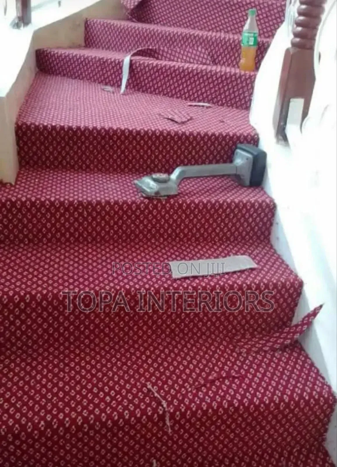 Dotted Maroon Stairs Wall to Wall Floor Carpets