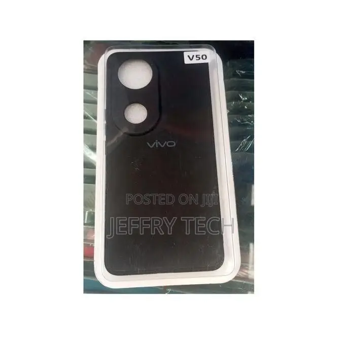 Black Silicone Cover Case for Vivo V50 – Flexible Shockproof Slim Back