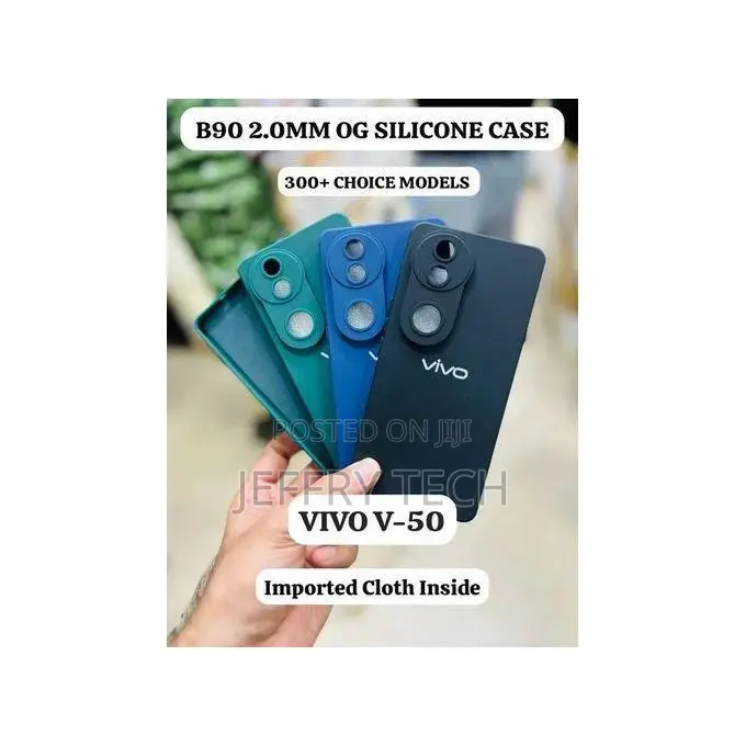 Black Silicone Cover Case for Vivo V50 – Flexible Shockproof Slim Back