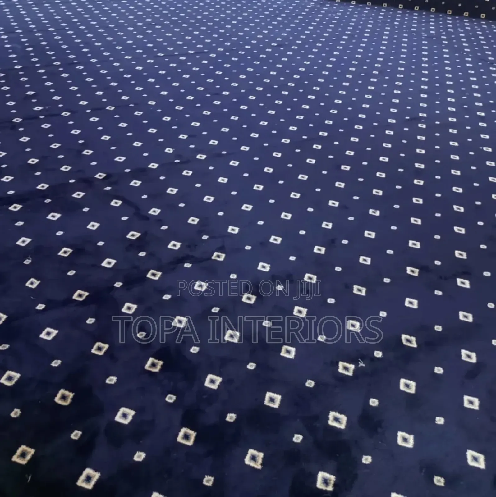 Navy Blue Dotted 4m Wide Executive Office Wall to Wall Carpets