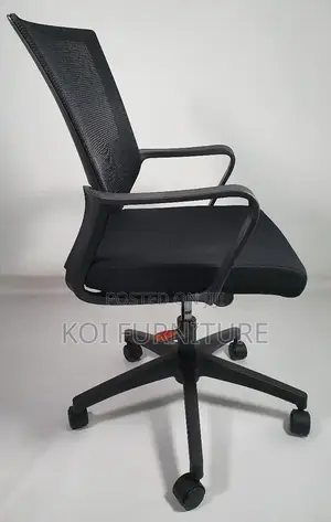 Office Chair : Black Mid-Back Ergonomic Mesh Office Chair