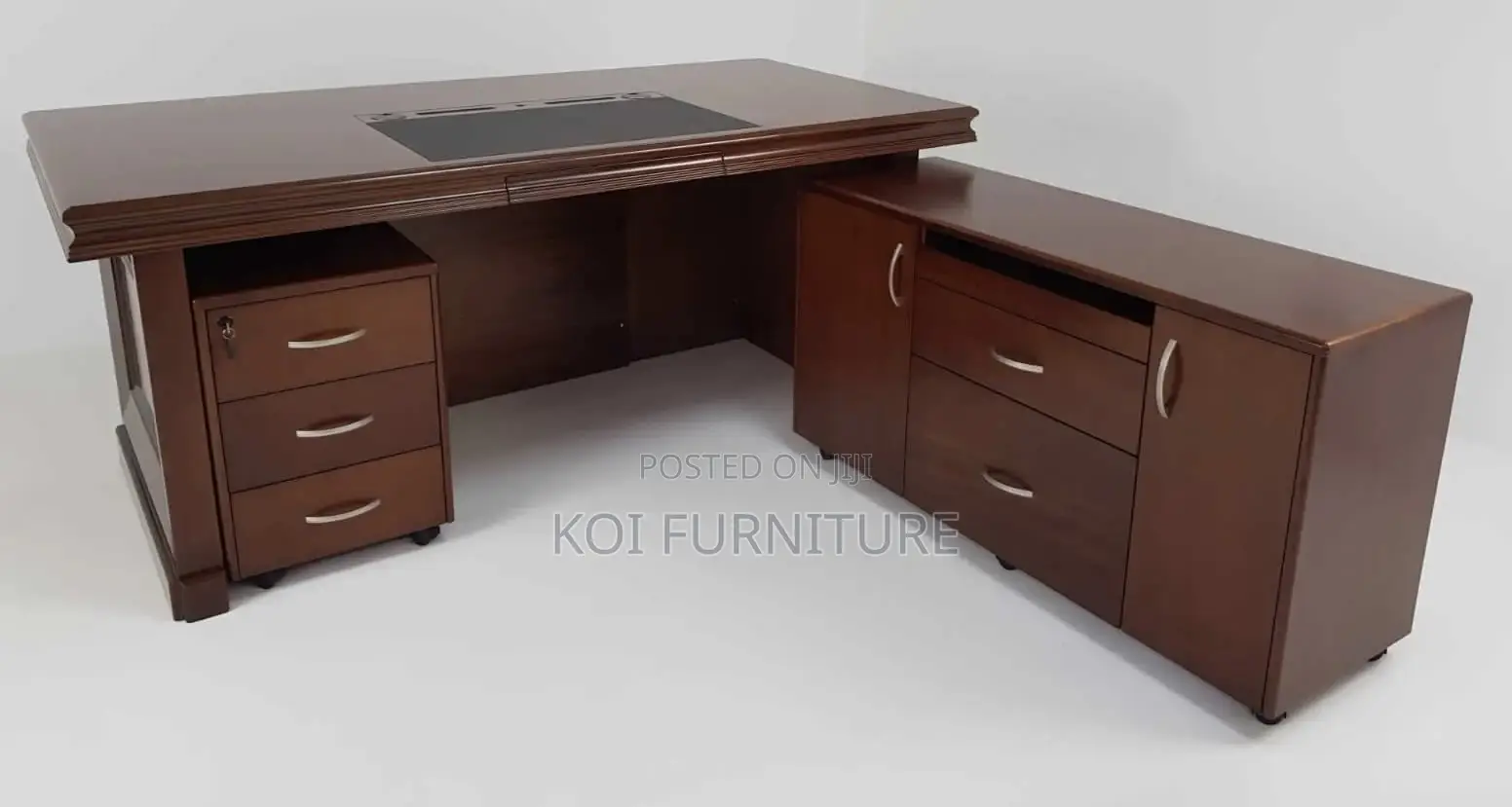 Office Desk : 1.6m Modern L-Shaped Executive Office Desk