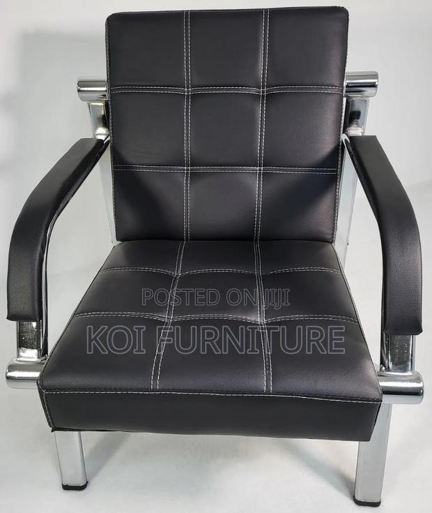 Office Sofa : 5-Seater Black Leather Office Lounge Sofa - thumbnail 2