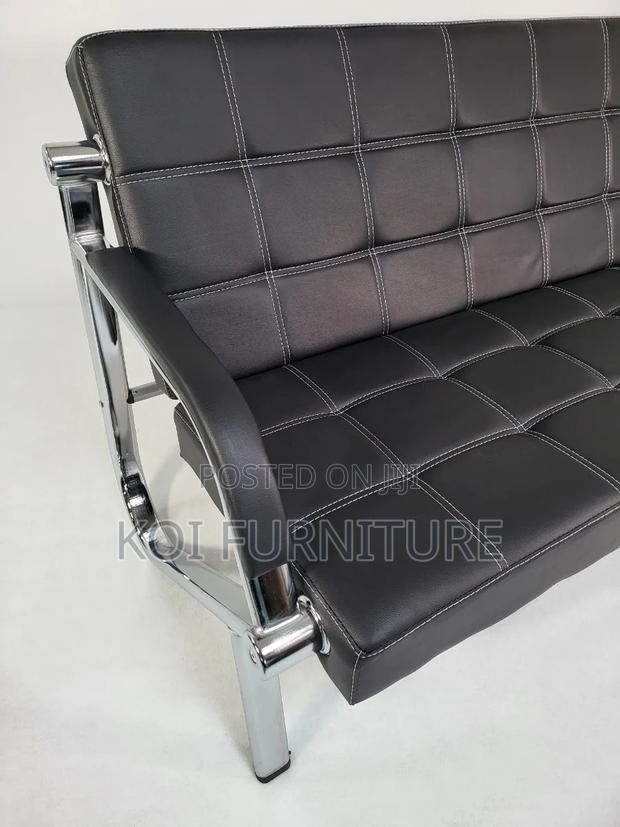 Office Sofa : 5-Seater Black Leather Office Lounge Sofa - thumbnail 4