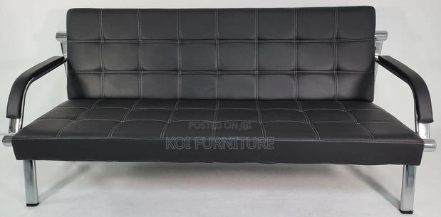 Office Sofa : 5-Seater Black Leather Office Lounge Sofa - thumbnail 7