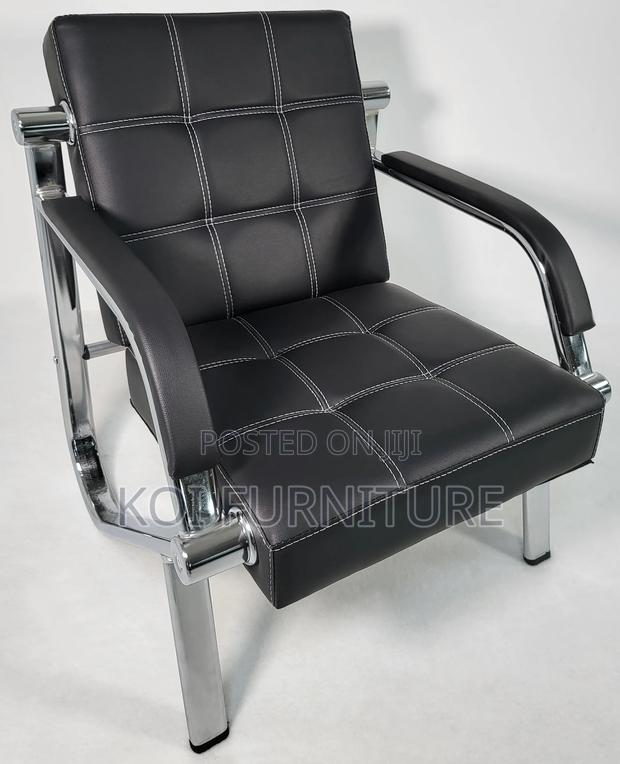 Office Sofa : 5-Seater Black Leather Office Lounge Sofa - thumbnail 9