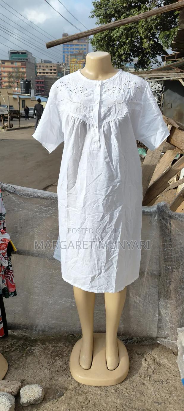 White Cotton Night Dress - main view