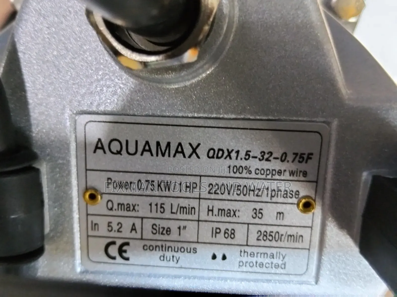 Aquamax Water Pump 750w 1 Hp High Pressure 35m Head 115l/Min