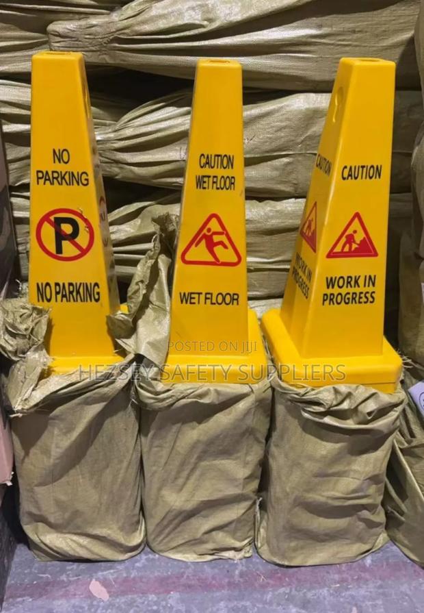 4 Sided Caution Safety Cones - main view
