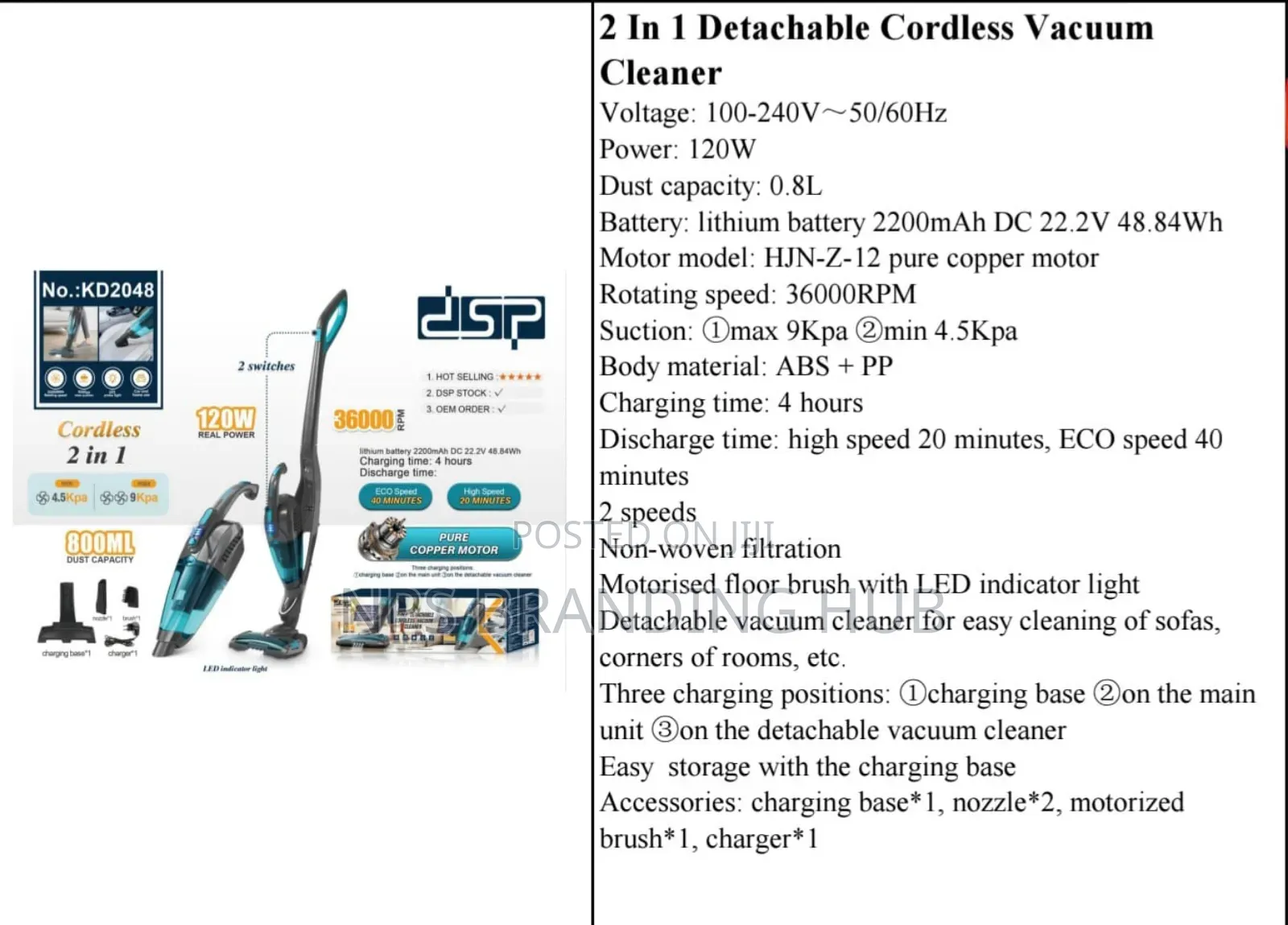 2 In 1 Detachable Cordless Vacuum Cleaner Hp